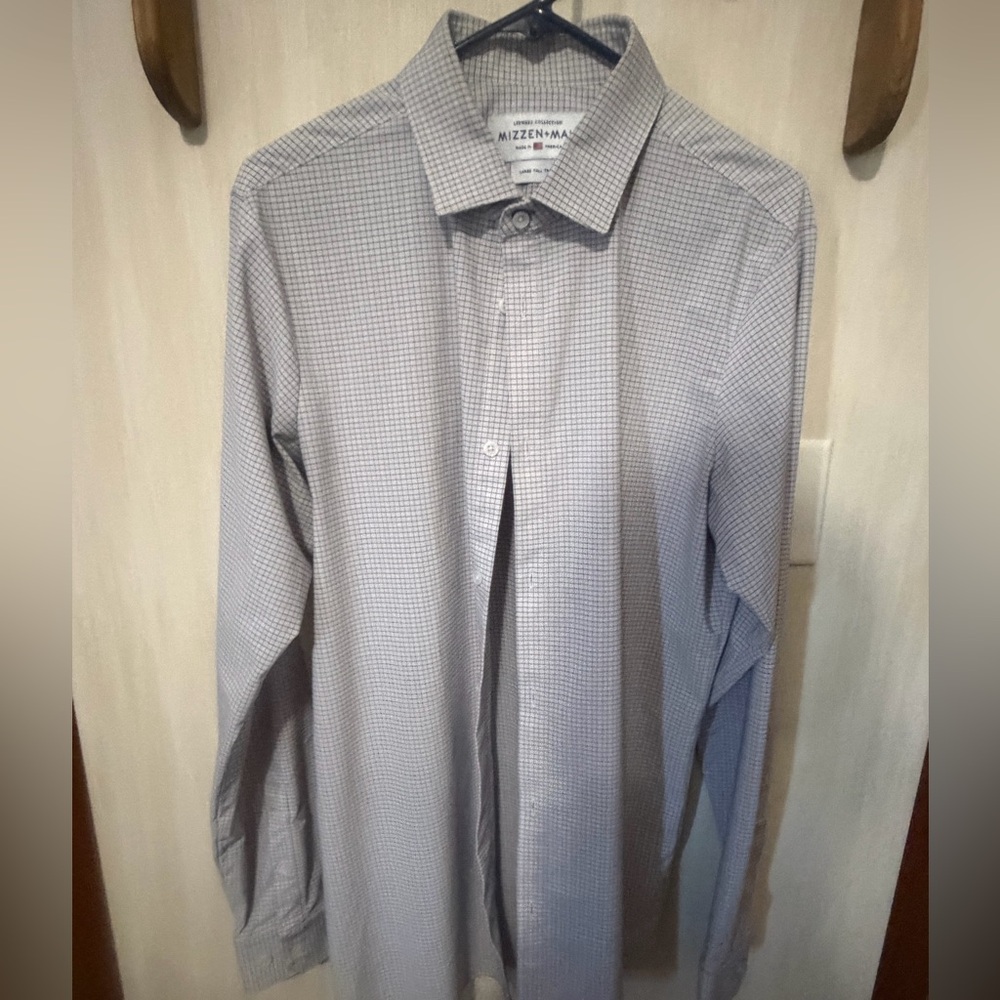 Mizzen+Main Men's Light Blue Microcheck Dress Shirt